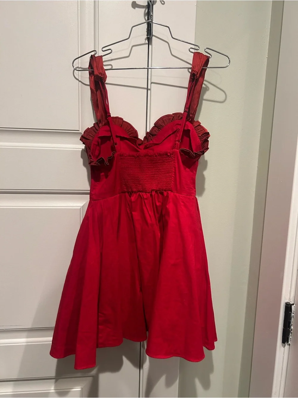 Free People Red Ruffle-Trim Mini Dress